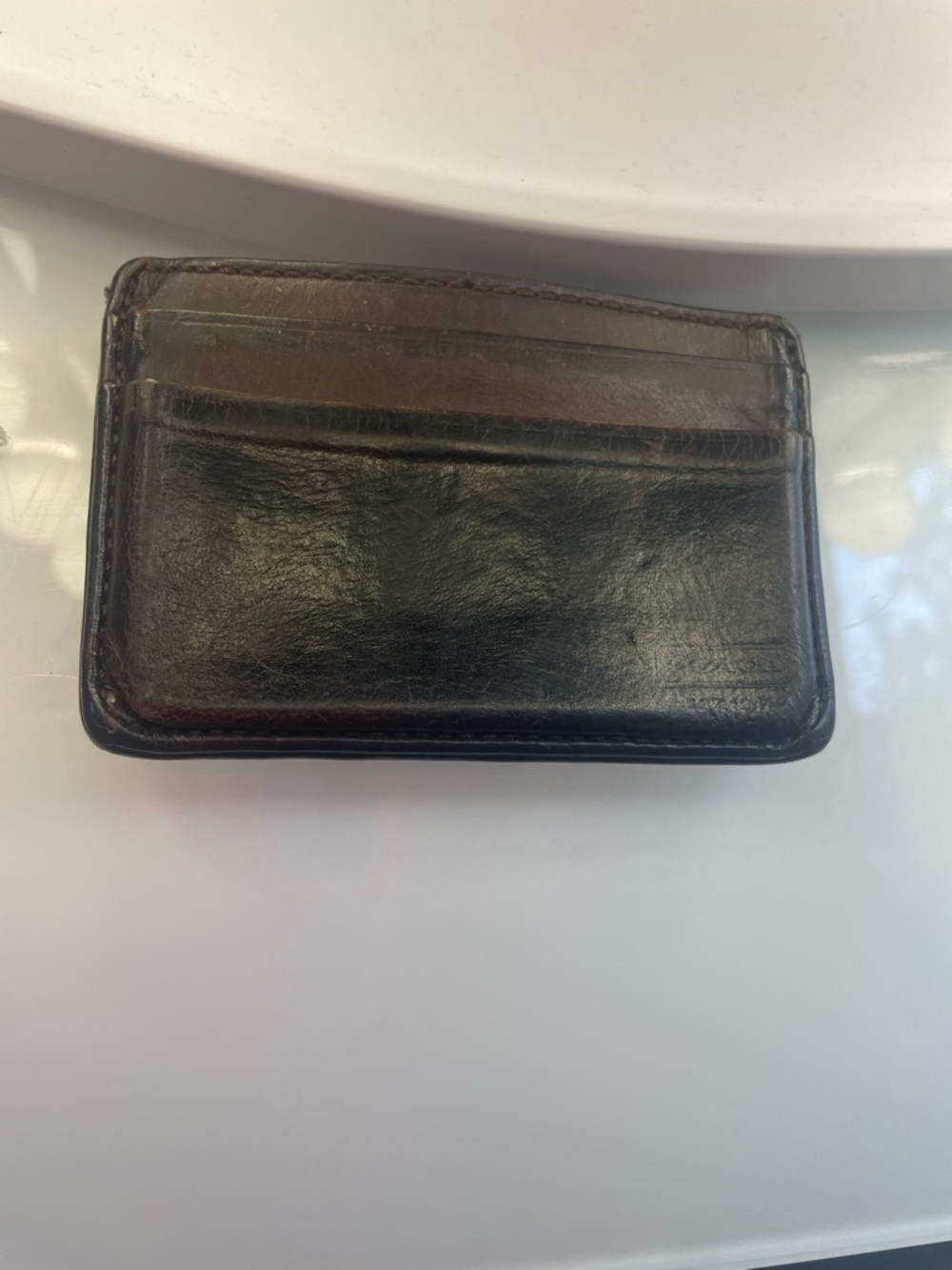 Vintage Worn Coach Brown Leather Slim Card with Money clip - Picture 10 of 11